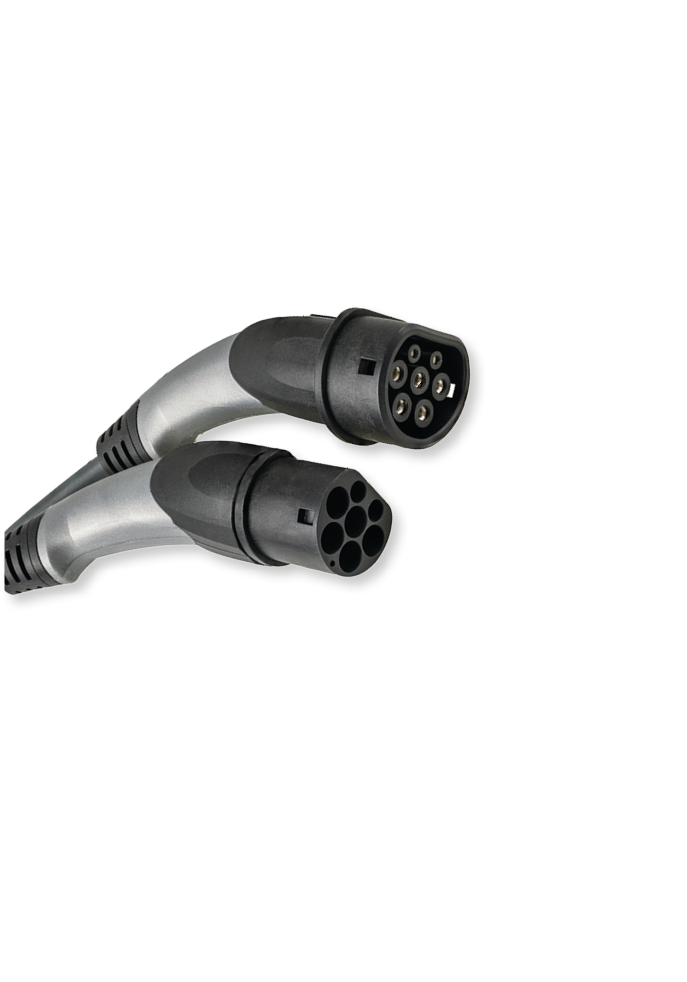 Close up view of electric vehicle charging cable for outdoor use with 20A 480V 3 phase plug isolated on white background  Sweden 