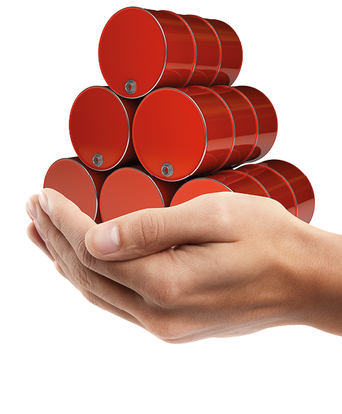 Man hand holding object ( red FUEL barrels )  isolated on white background  High resolution  