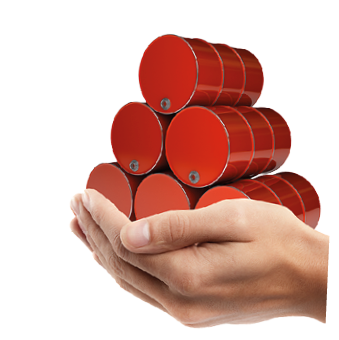 Man hand holding object ( red FUEL barrels )  isolated on white background  High resolution  