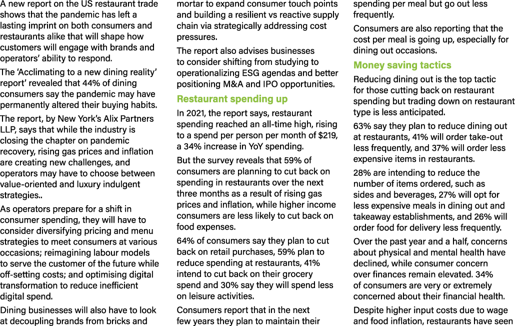 A new report on the US restaurant trade shows that the pandemic has left a lasting imprint on both consumers and rest   