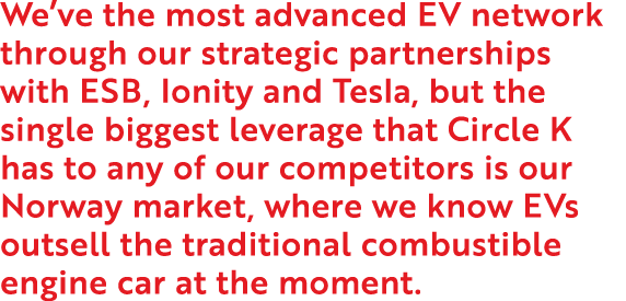 We ve the most advanced EV network through our strategic partnerships with ESB, Ionity and Tesla, but the single bigg   