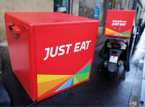 Bordeaux , Aquitaine / France - 01 04 2019 : Just Eat logo sign delivery scooter vehicle motorbike
