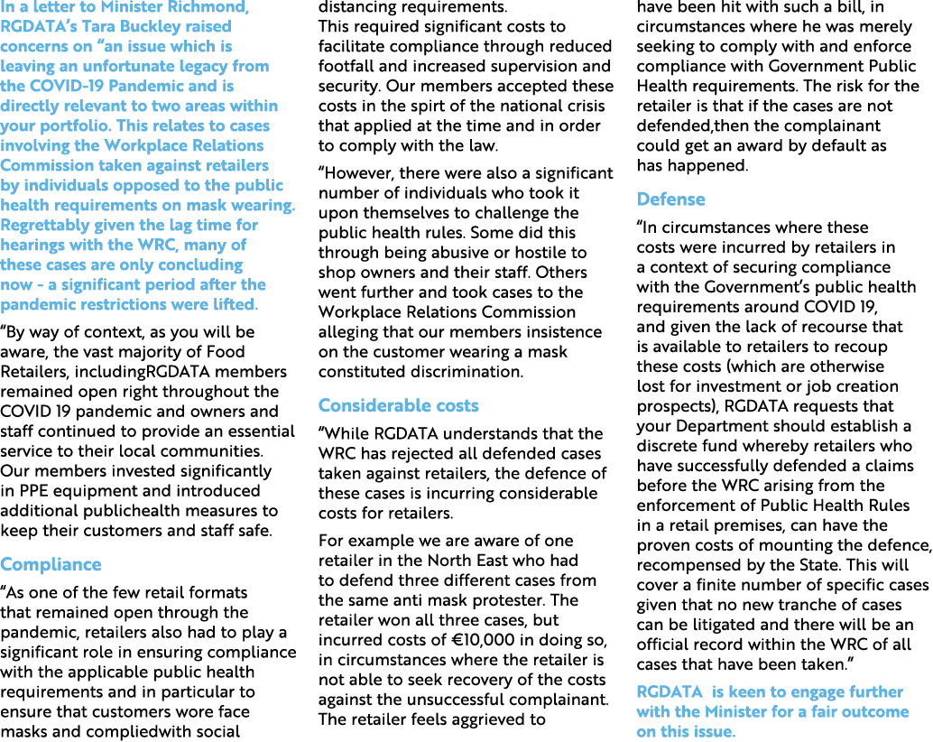 In a letter to Minister Richmond, RGDATA’s Tara Buckley raised concerns on “an issue which is leaving an unfortunate ...