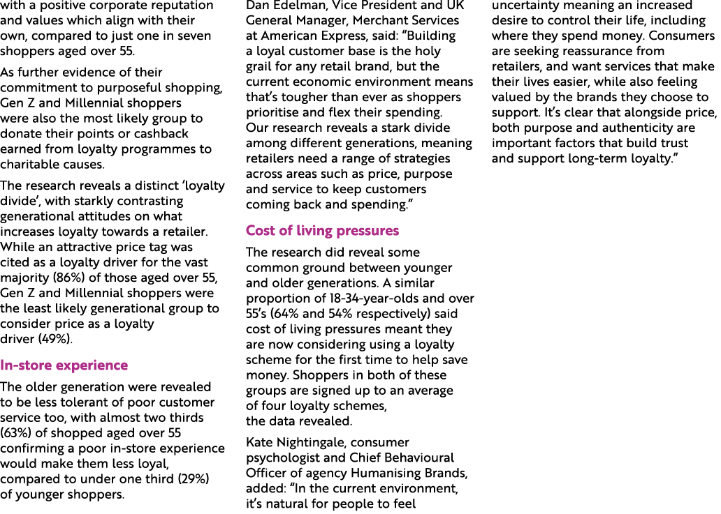 with a positive corporate reputation and values which align with their own, compared to just one in seven shoppers ag...