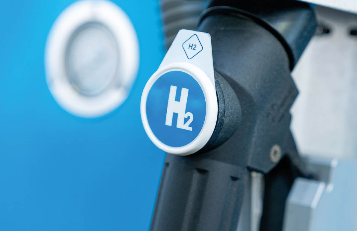 hydrogen logo on gas stations fuel dispenser. h2 combustion engine for emission free ecofriendly transport.