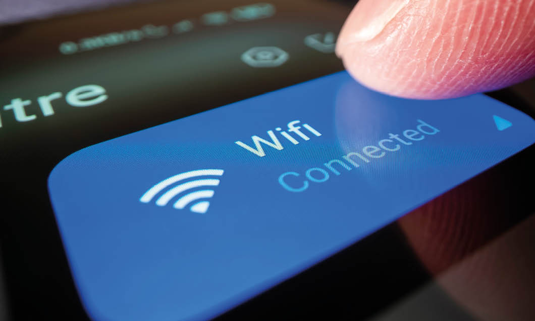 Close-up view of connecting smartphone to wifi, shot with macro probe lens