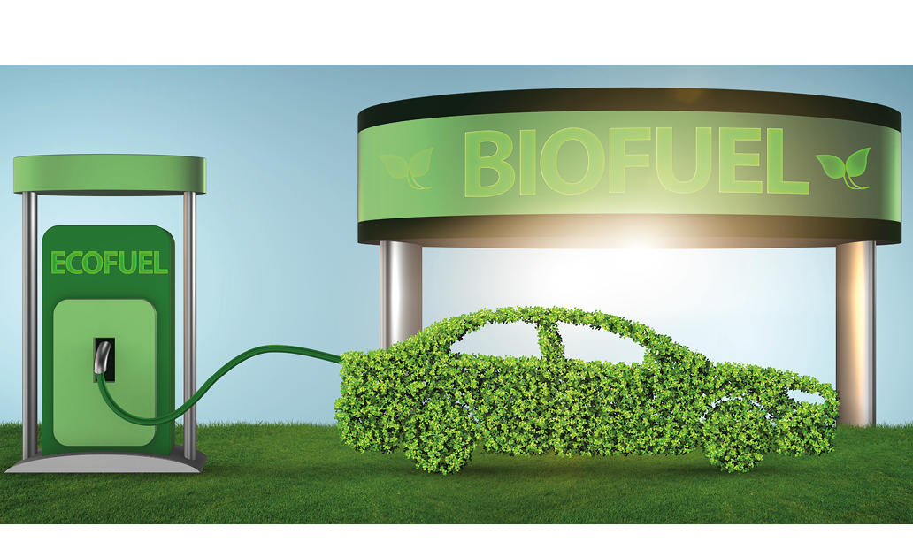 Car powered by biofuel - 3d rendering
