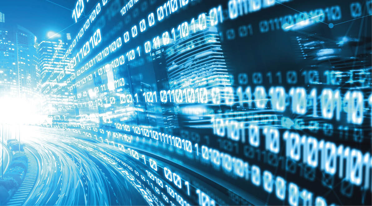 Digital data flow on road with motion blur to create vision of fast speed transfer . Concept of future digital transformation , disruptive innovation and agile business methodology .