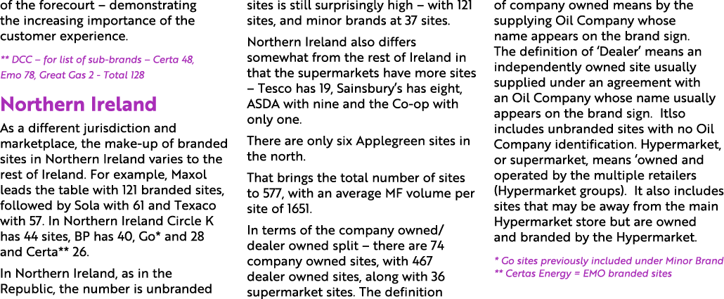 of the forecourt – demonstrating the increasing importance of the customer experience. ** DCC – for list of sub brand...