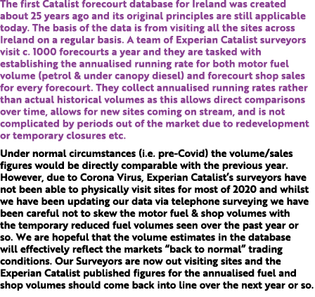The first Catalist forecourt database for Ireland was created about 25 years ago and its original principles are stil...