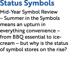 Status Symbols Mid Year Symbol Review – Summer in the Symbols means an upturn in everything convenience – from BBQ es...