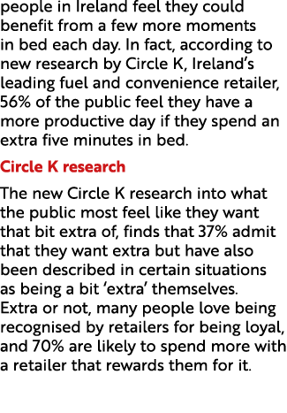 people in Ireland feel they could benefit from a few more moments in bed each day. In fact, according to new research...