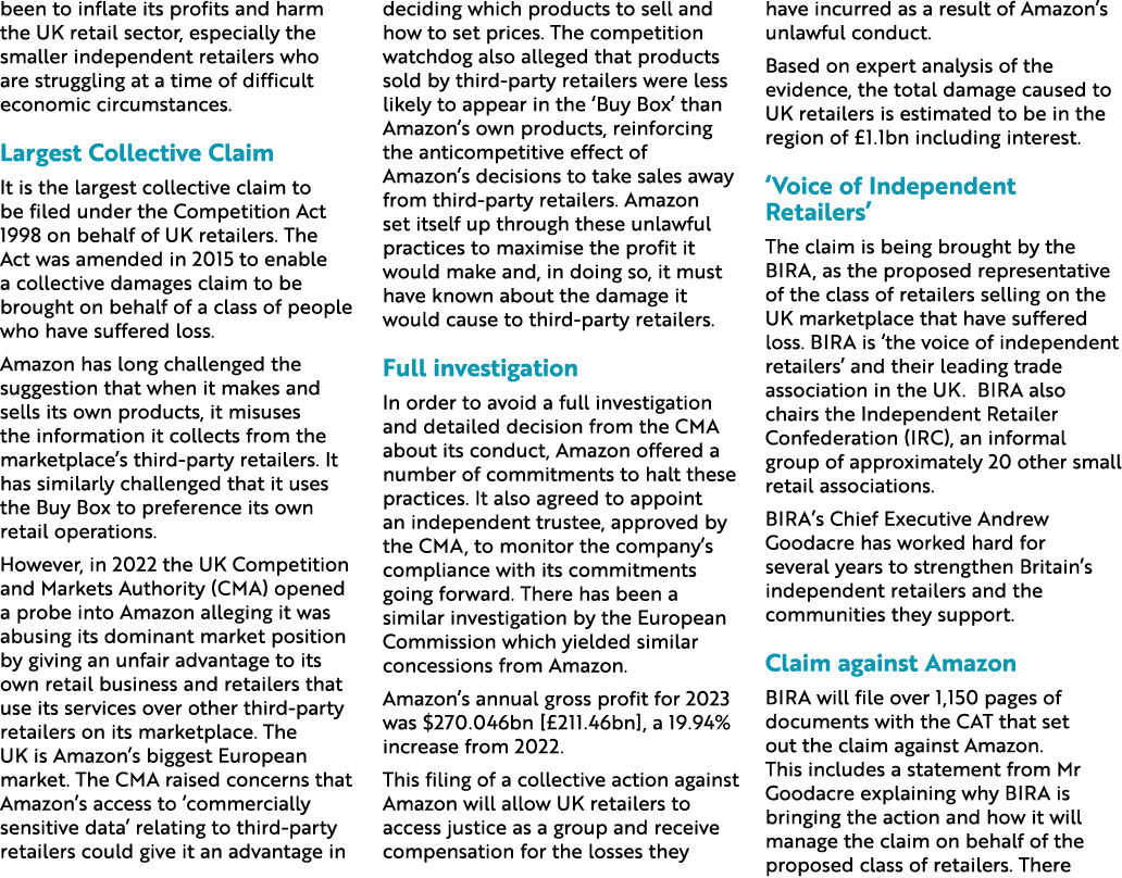 been to inflate its profits and harm the UK retail sector, especially the smaller independent retailers who are strug...