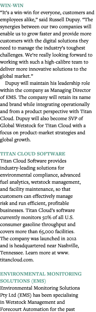 Win-win  It s a win-win for everyone, customers and employees alike,  said Russell Dupuy   The synergies between our    