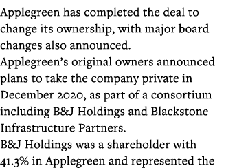 Applegreen has completed the deal to change its ownership, with major board changes also announced  Applegreen s orig   