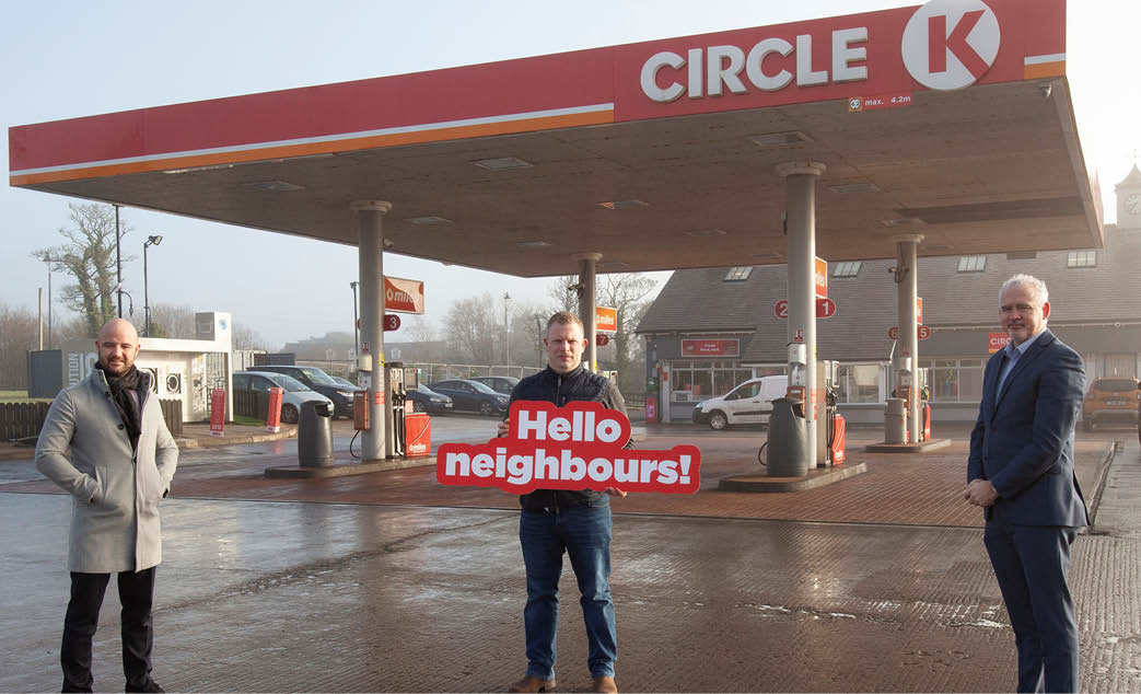Pictured at the launch of the newly developed Circle K Ballyshannon service station located at Cloghore, Co Donegal are L to R  Derek Nolan, Senior Retail Director of Operations Dealer Franchise, Terry Hughes, Owner Site Manager and Damian Byrne, Senior Sales Market Manager Franchise  Pic  Philip Mulligan