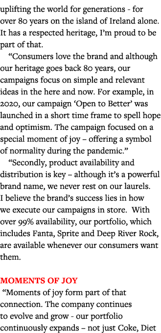 uplifting the world for generations - for over 80 years on the island of Ireland alone  It has a respected heritage,    