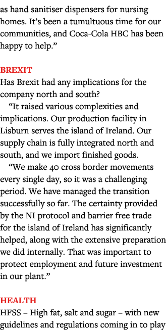 as hand sanitiser dispensers for nursing homes  It s been a tumultuous time for our communities, and Coca-Cola HBC ha   