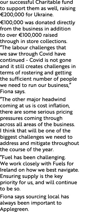 our successful Charitable fund to support them as well, raising  200,000 for Ukraine   100,000 was donated directly f   