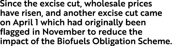 Since the excise cut, wholesale prices have risen, and another excise cut came on April 1 which had originally been f   