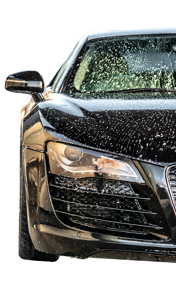 Susegana, Italy - December 2019: Details of black Audi R8  Washing the car 
