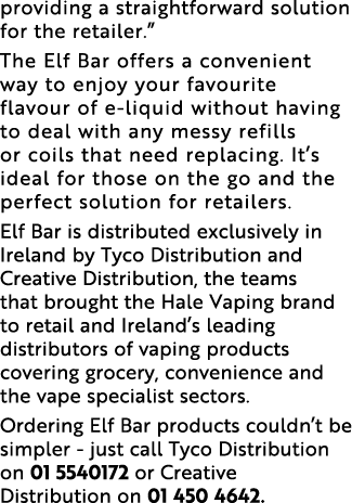 providing a straightforward solution for the retailer   The Elf Bar offers a convenient way to enjoy your favourite f   