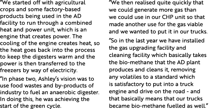  We started off with agricultural crops and some factory-based products being used in the AD facility to run through    
