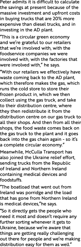 Peter admits it is difficult to calculate the savings at present because of the massive investment and upfront costs    