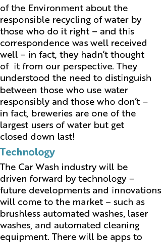 of the Environment about the responsible recycling of water by those who do it right – and this correspondence was we...