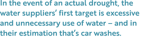 In the event of an actual drought, the water suppliers’ first target is excessive and unnecessary use of water – and ...