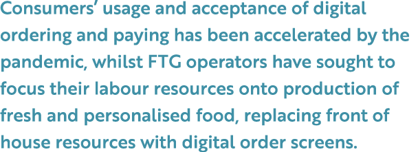 Consumers’ usage and acceptance of digital ordering and paying has been accelerated by the pandemic, whilst FTG opera...