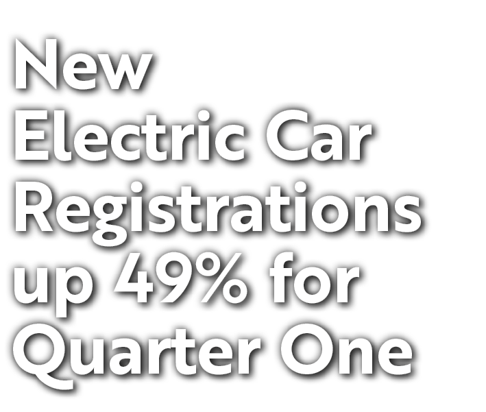 New Electric Car Registrations up 49% for Quarter One