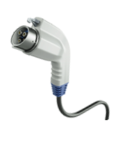 Closeup of electric car charging plug isolated on a white background. 3D rendered illustration