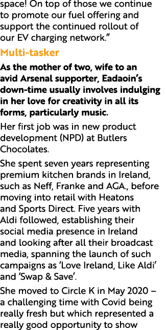 space! On top of those we continue to promote our fuel offering and support the continued rollout of our EV charging ...