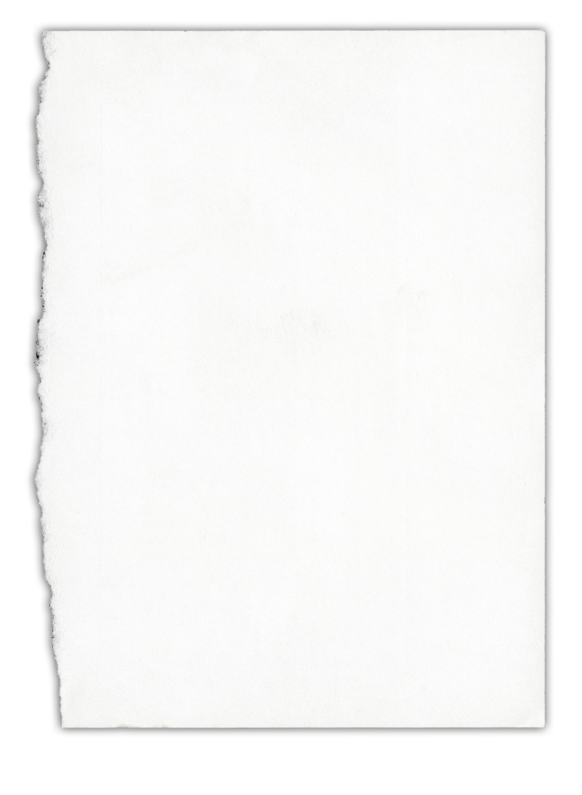 High resolution image of torn note paper isolated on black background.