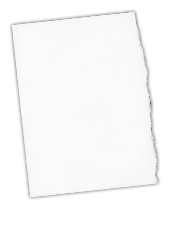 High resolution image of torn note paper isolated on black background.