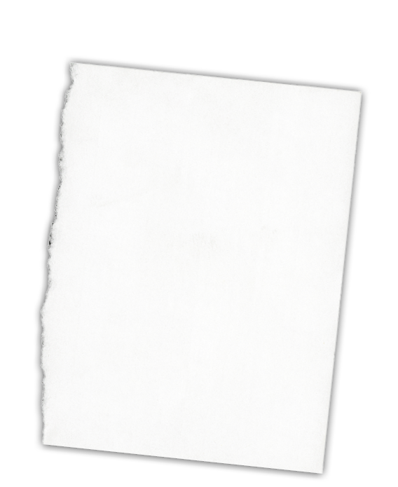 High resolution image of torn note paper isolated on black background.
