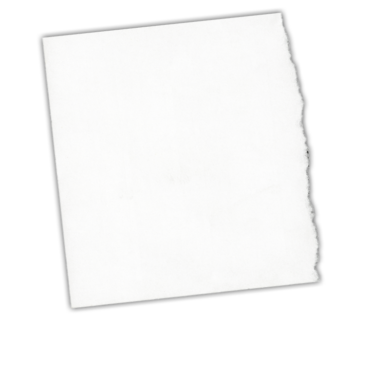 High resolution image of torn note paper isolated on black background.