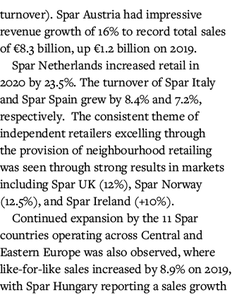 turnover)  Spar Austria had impressive revenue growth of 16% to record total sales of  8 3 billion, up  1 2 billion o   