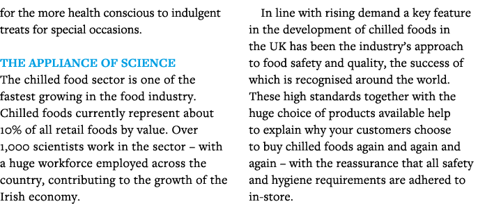 for the more health conscious to indulgent treats for special occasions   The appliance of science The chilled food s   