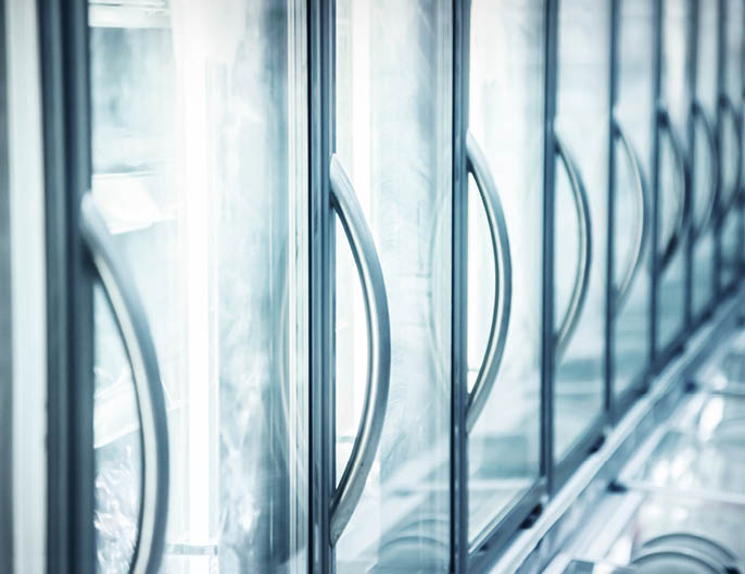 Refrigerator in the supermarket 