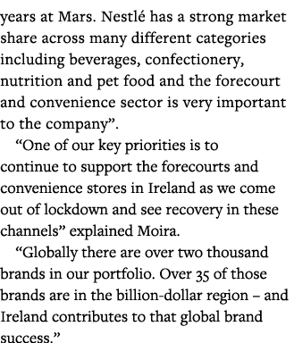 years at Mars  Nestlé has a strong market share across many different categories including beverages, confectionery,    