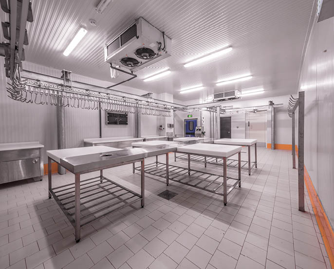 Warehouse freezer  Warehouse freezer  Refrigeration chamber for food storage 