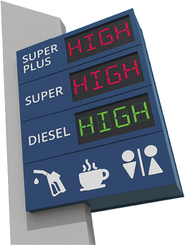 Gas station sign board with rising fuel prices and national flag of norway, conceptual  animation 3D rendering