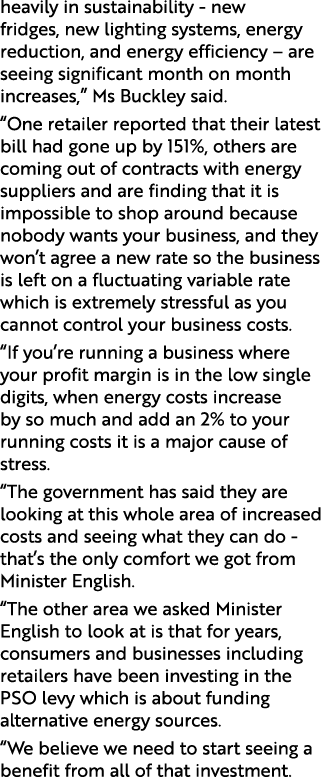heavily in sustainability - new fridges, new lighting systems, energy reduction, and energy efficiency   are seeing s   