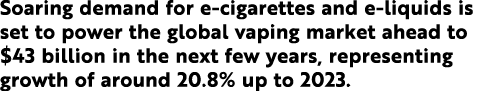 Soaring demand for e-cigarettes and e-liquids is set to power the global vaping market ahead to  43 billion in the ne   