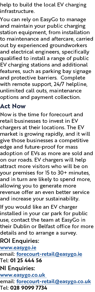 help to build the local EV charging infrastructure   You can rely on EasyGo to manage and maintain your public chargi   