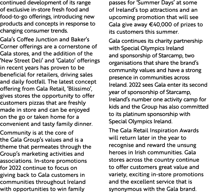 continued development of its range of exclusive in-store fresh food and food-to-go offerings, introducing new product   