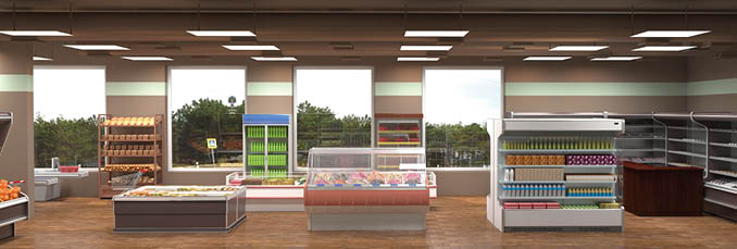 shop, grocery store, interior visualization, 3D illustration