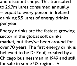 and discount shops. This translated to 26.7m litres consumed annually — equal to every person in Ireland drinking 5.5...